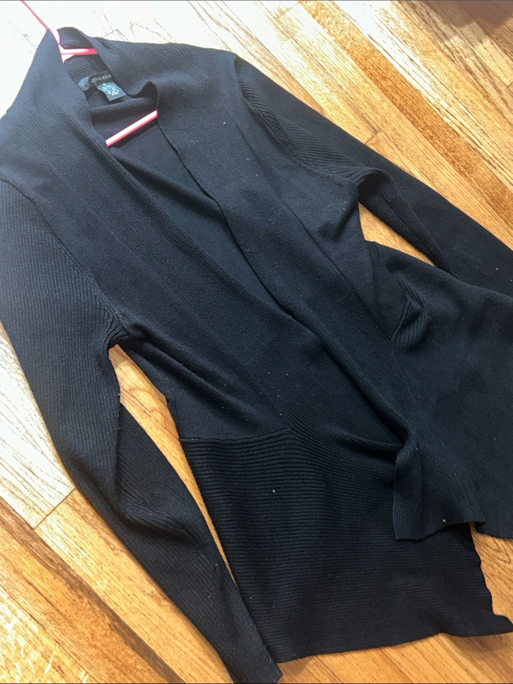 89th & Madison Designer Women's Black Open-Front Knit Cardigan XL